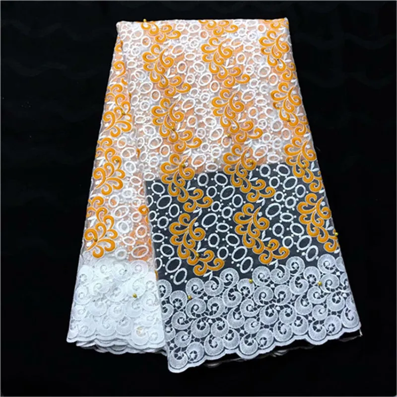 Белая кружевная ткань из тюля с кружевной вышивкой высокое качество бисер камни