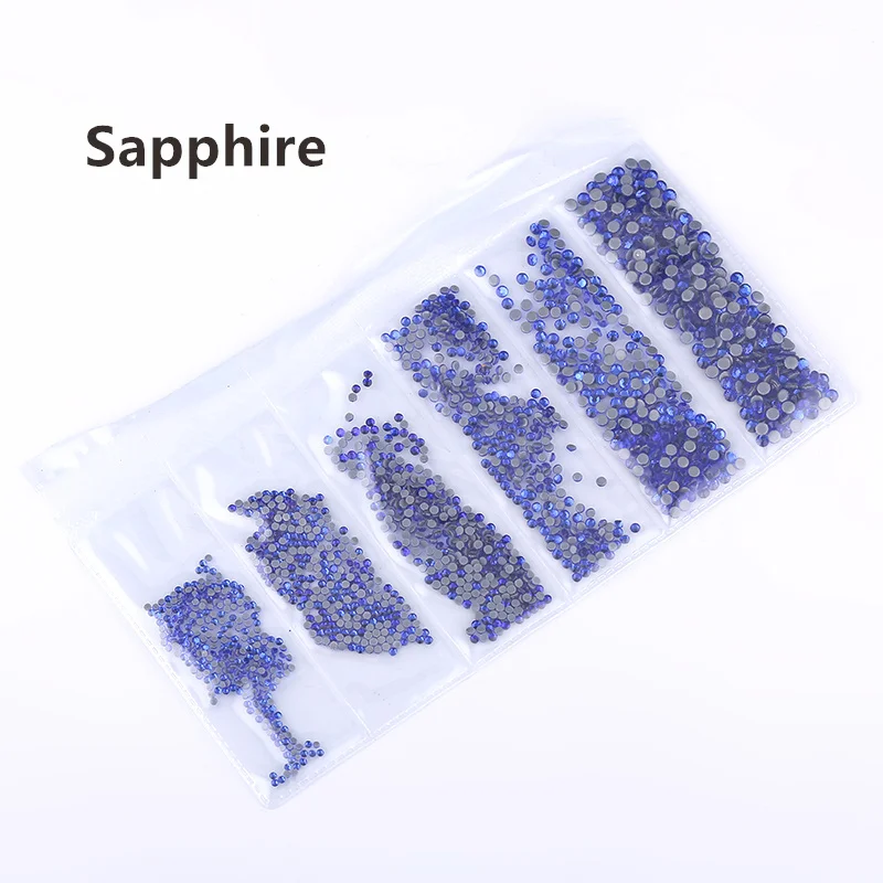 Sapphire Ss3-ss30, смешанный размер, стразы, кристалл AB, 1700 шт./лот, горячая фиксация, стразы, для рукоделия, сумки, одежды, обуви, нейл-арта - Цвет: Sapphire