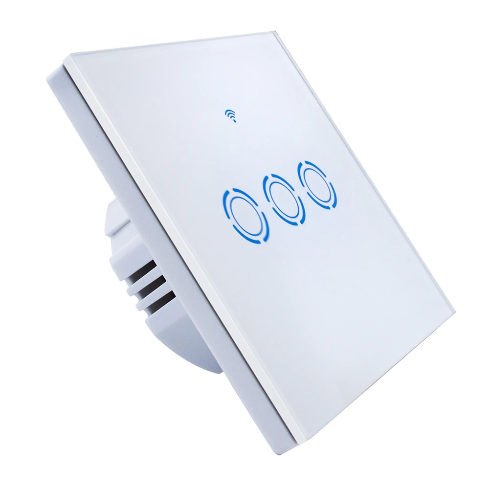 ЕС/Великобритания Стандартный умный переключатель Wi-Fi 1/2/3 банды интеллигентная сенсорный светильник переключатель Стекло Панель прерыватель Мощность выключатель приложение Управление