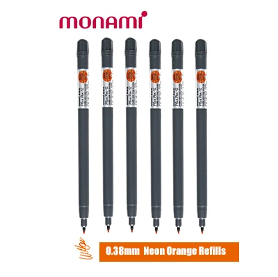 Корея monami 0,38 мм гелевая ручка, фетровая ручка, знак, журнал, личный планировщик, скрапбук, ручка для студентов, много цветов, дизайн для письма 04031 - Цвет: 6 Neon Orange Refill
