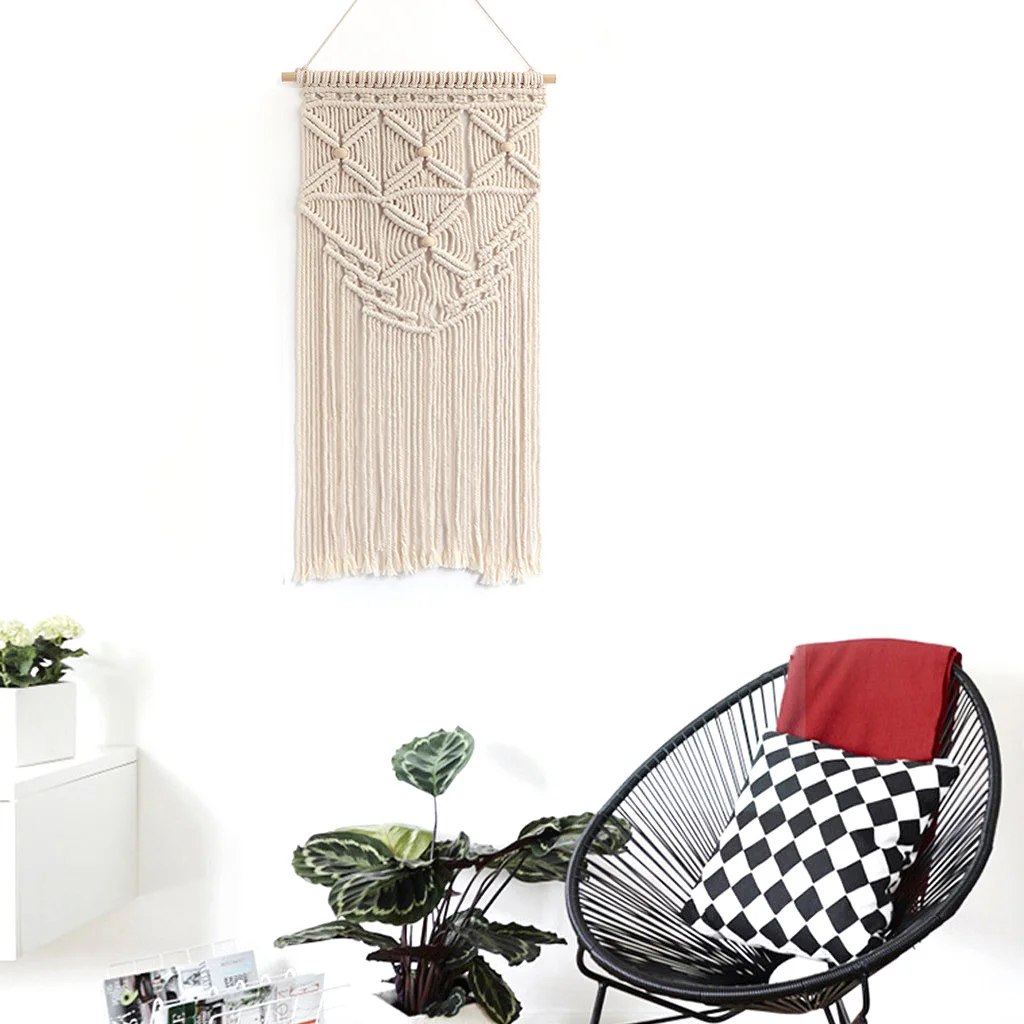 Макраме настенный гобелен Декор бохо шик ручной работы хлопок Тканое богемное