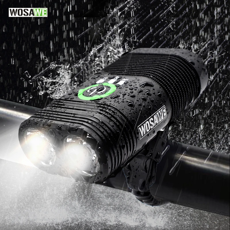 

WOSAWE Double LED Bike Light USB Built-in Rechargeable Battery 2400 Lumen Waterproof Cycling Light Flashlight Bicycle Head Light
