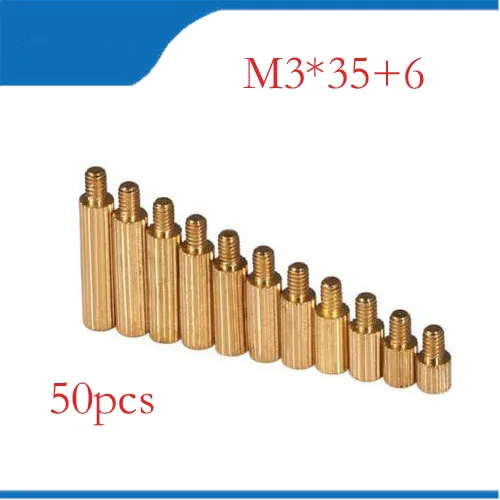

50 шт. M3 Male 6 мм x M3 Female 35 мм латунь противостояние прокладка M3 35 + 6 медь шестиугольная шпилька прокладка полые столбы m3 * 35 + 6 мм