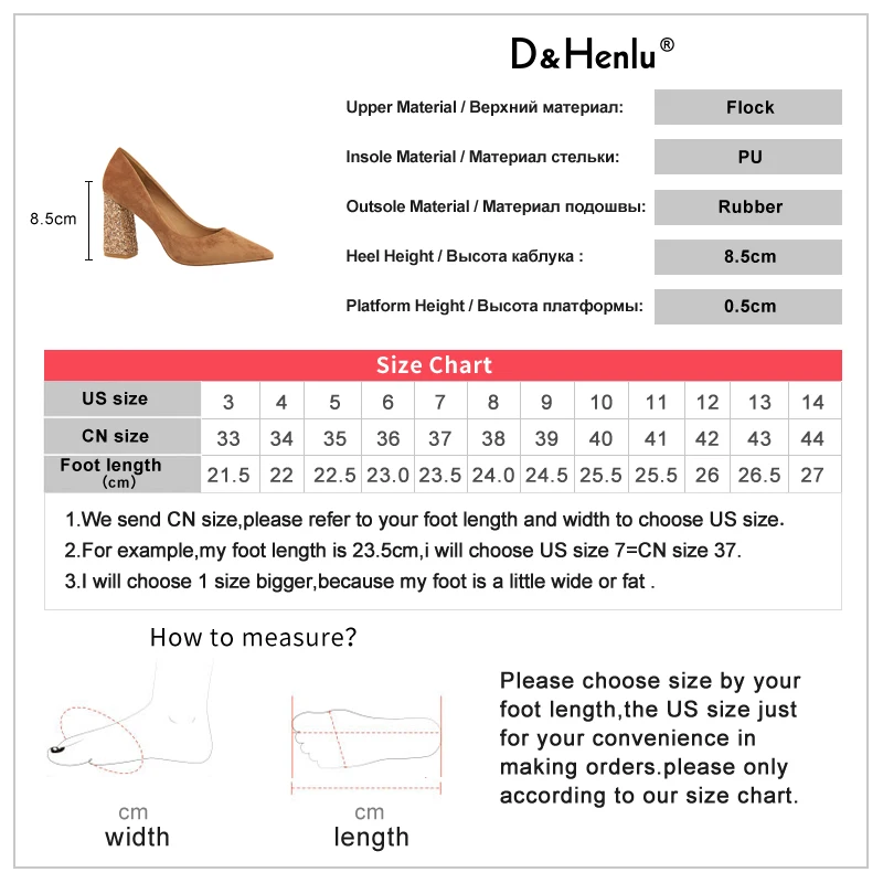 {D &amp Henlu}/Женская обувь на высоком каблуке с острым носком толстом chaussure femme talon 2019 |
