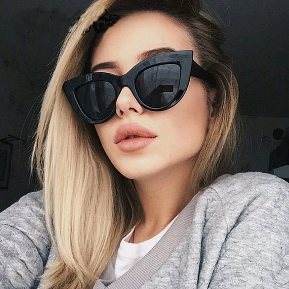 Женские солнцезащитные очки кошачий глаз модные зеркальные UV400 с отражающим