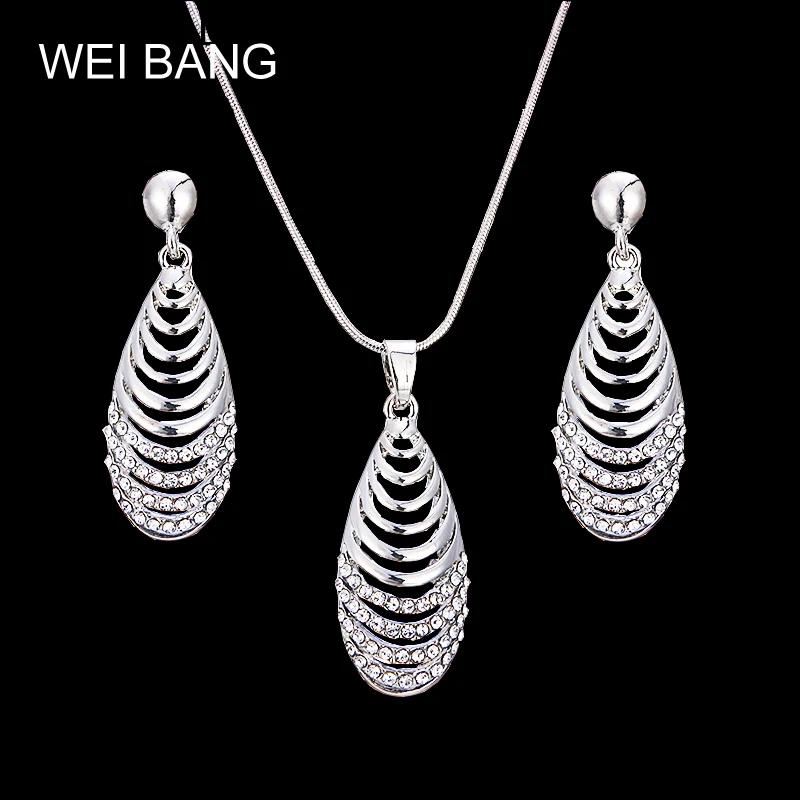 Женский ювелирный комплект из колье и серёг серебристого цвета|pendant set|silver jewelry