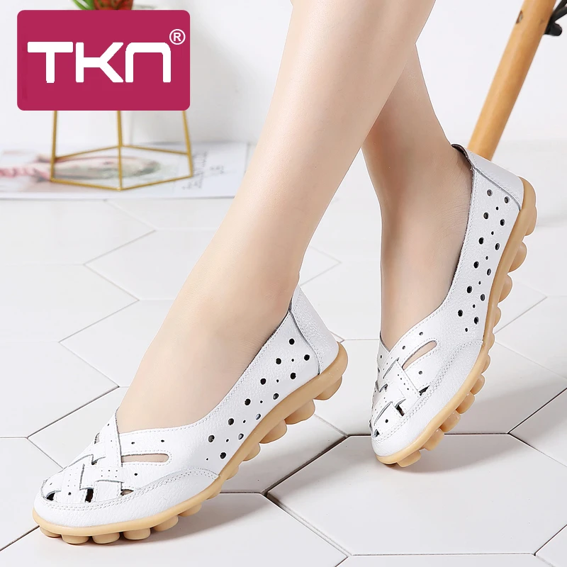 Женские балетки на плоской подошве TKN лоферы из натуральной кожи слипоны женские