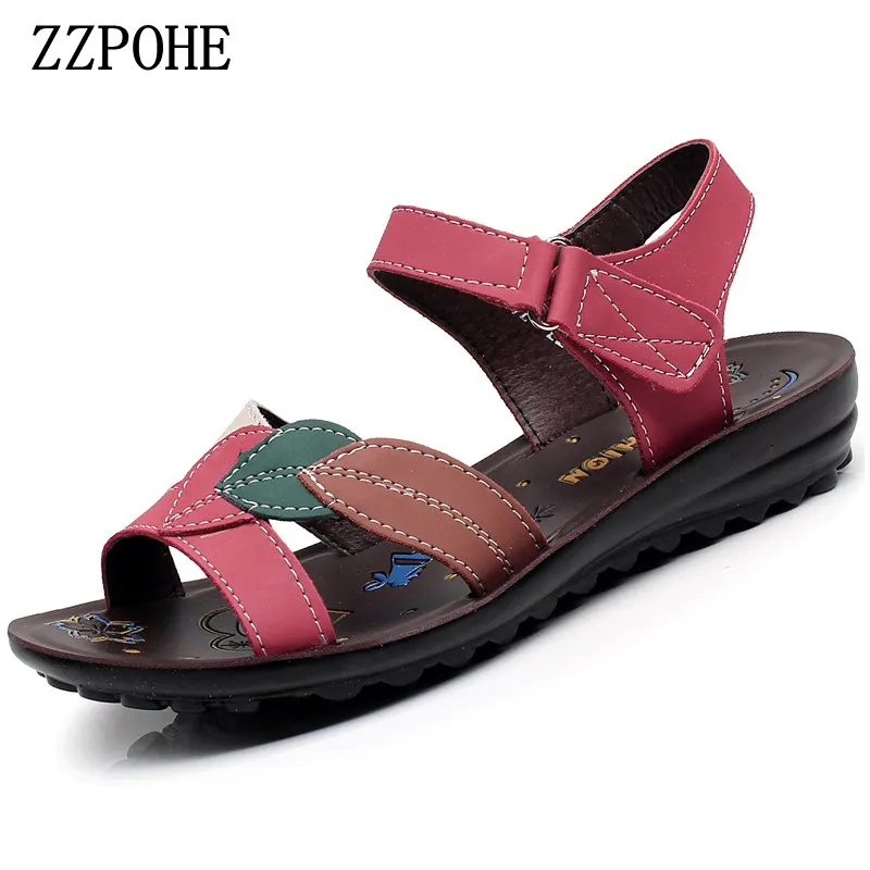 ZZPOHE/Новые летние сандалии для мам Удобные женские модные из искусственной кожи