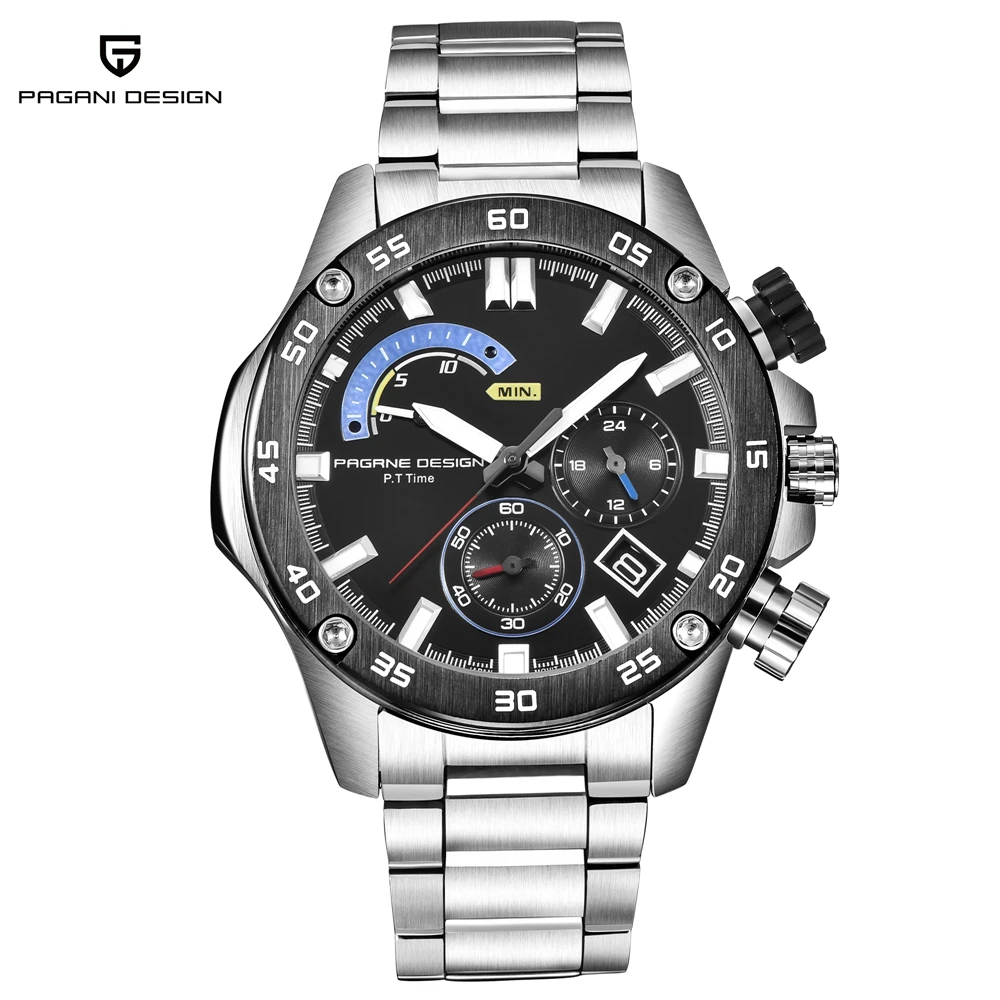 PAGANI DESIGN Men's Quartz Watches Solid Stainless Steel Man Wristwatches Business Military Mens Watch Chronograph Date Clock | Наручные