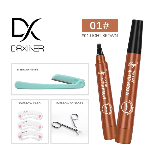 Microblading карандаш для бровей водонепроницаемый вилка кончик бровей Карандаш для татуировки длительный Профессиональный тонкий эскиз жидкий карандаш для бровей - Цвет: color 1 set