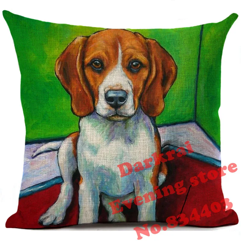 2 Beagle наволочка для подушки с принтом милой собаки льняная наволочка для подушки автомобиля дивана Декоративная Наволочка украшения для дома подушки 45x45 см - Цвет: 2