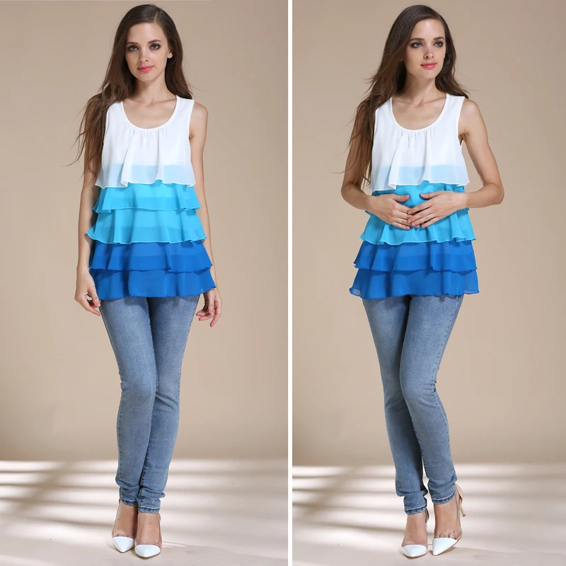 Многослойная Одежда для беременных шифоновая майка грудного вскармливания топ