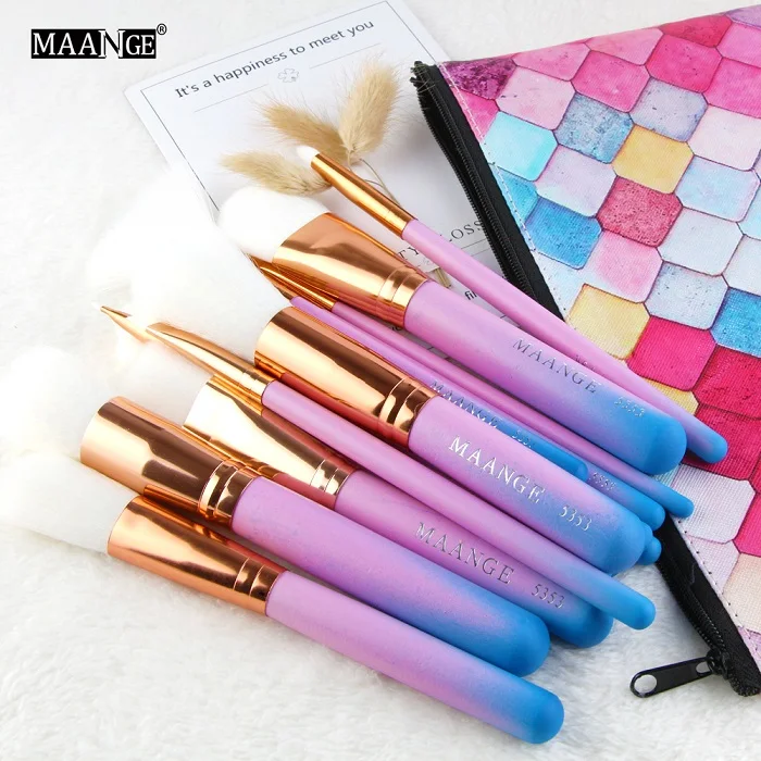 Pink Brushes and Bag Новинка 15 шт. набор кистей для макияжа Pro пудра основание веера Румяна Тени для век губ Косметика Кисти для макияжа и мода из искусственной кожи чехол - Handle Color: Pink Brushes and Bag