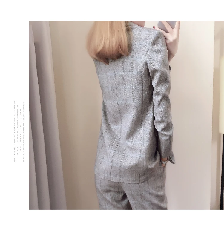 Костюм в клетку Женский костюм на весну и осень новинка 2018 модные облегающие
