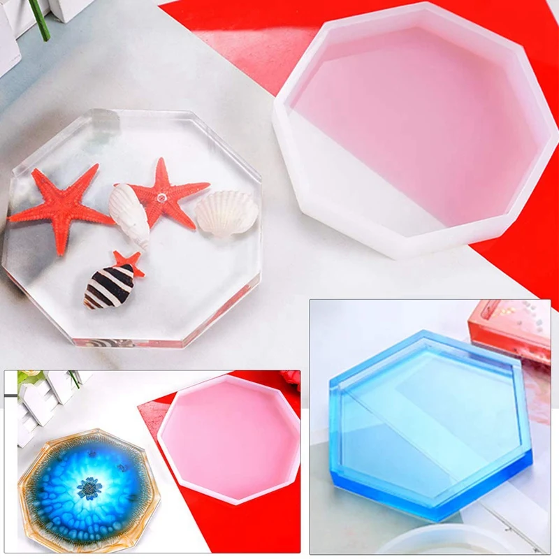 5 шт. Diy Coaster силиконовая форма в комплекте квадратная Шестигранная круглая восьмиугольная форма для смолы, бетона, цемента, украшения дома