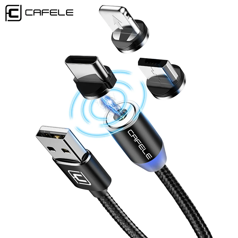 Магнитный USB кабель Cafele Micro Type C для iPhone Xs Max X 8 7 6 кабели зарядки Samsung S10 Xiaomi