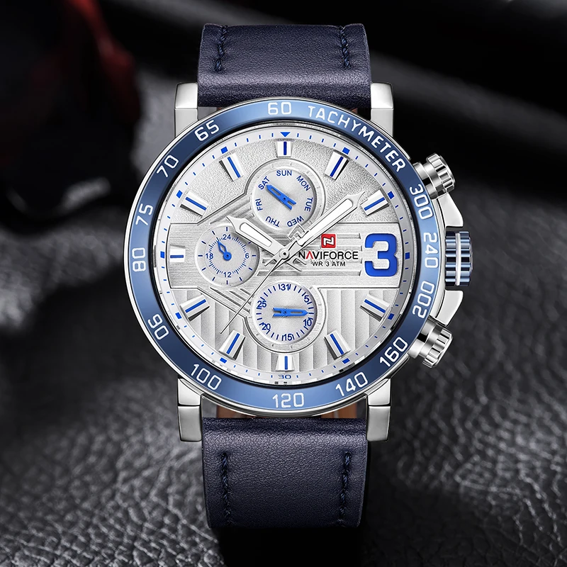 Лучший бренд класса люкс NAVIFORCE часы мужские модные кожаные кварцевые с 6