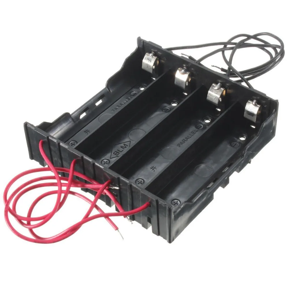4 Slots 18650 Wired Battery Holder Box 1 Power Storage Case Leads Rechargeable |