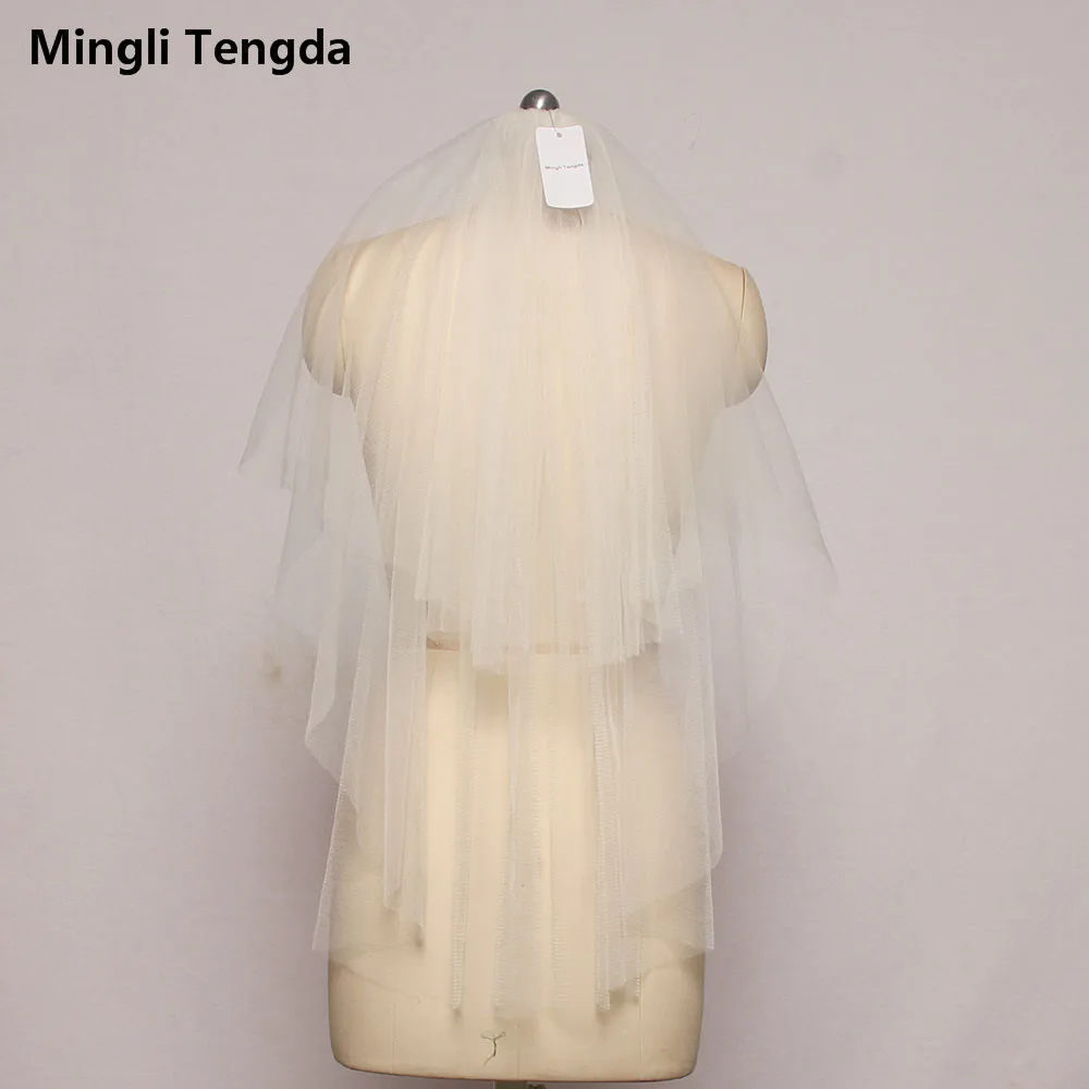 Фата свадебная двухслойная длиной до локтя с чехлом гребнем|Свадебные вуали| |