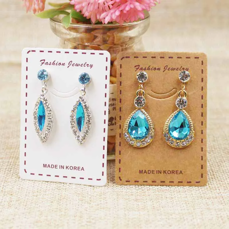 200 шт прекрасные улыбающиеся серьги карта продуктов белый/крафт картон ювелирные