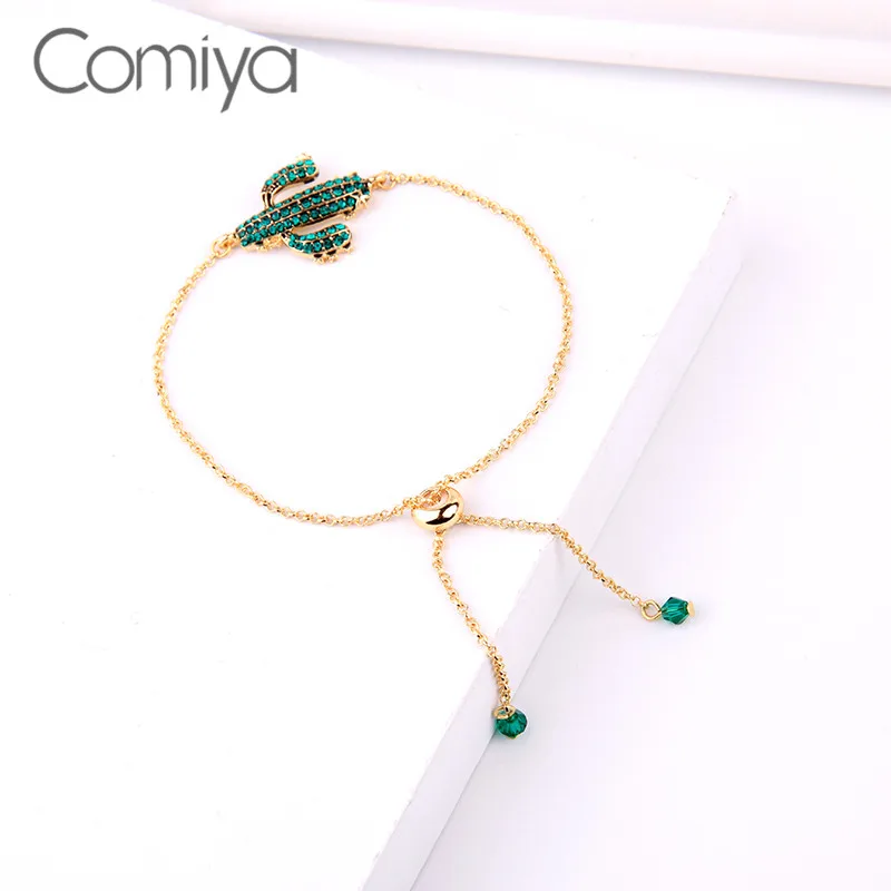 Женские браслеты Comiya золотистого цвета длинные звенья цепочка Feminino стеклянный