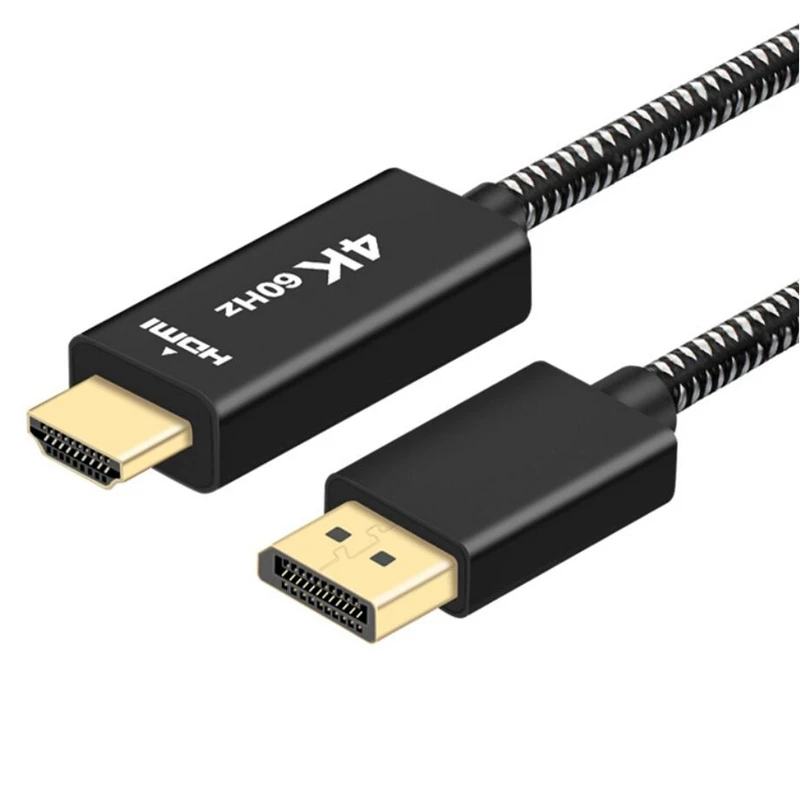 2 м ПП плетеный DP Дисплей порт дисплея штекер к HDMI 0 4K 60 Гц HD адаптер кабель HDMI2.0 для