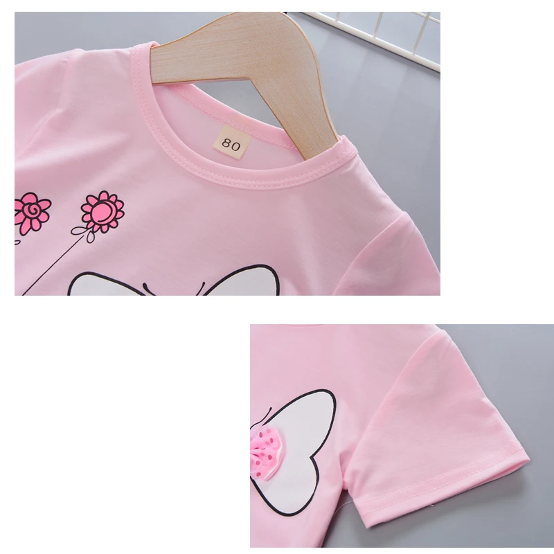 Футболка для маленьких девочек новинка 2019 Детская Хлопковая футболка с круглым