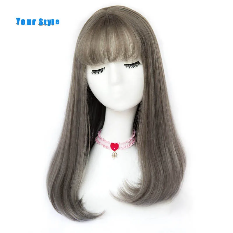 Your Style Women's Long Straight Synthetic Hair Wig with Bangs, 45 Colors Available, Natural-Looking for African American, Brown and Gray Options image 5
