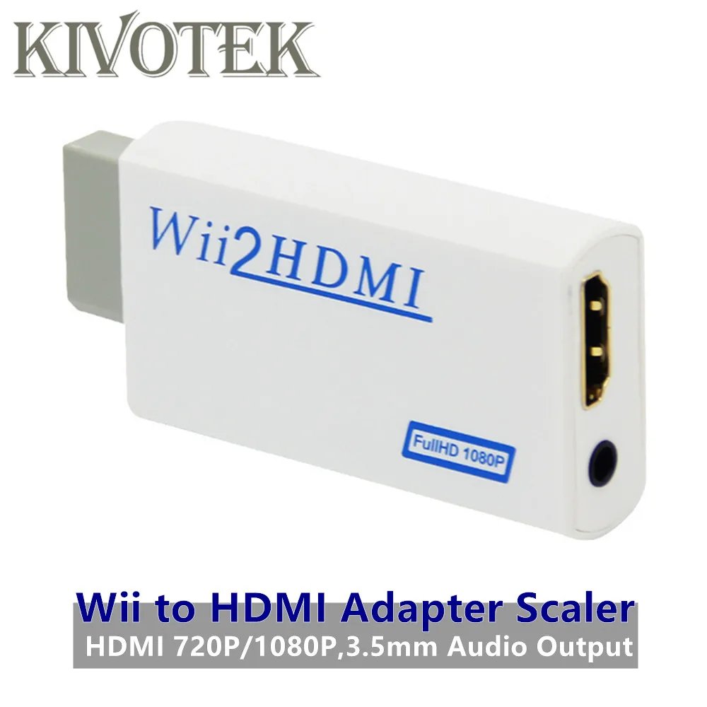 KIVOTEK wii в HDMI конвертер 2 скалер 1080 P 3 5 мм аудио разъем выход для ТВ игры Аксессуары