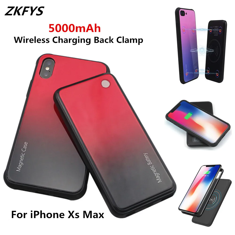 

5000mAh Portable Power Bank Cover For iPhone XS Max Wireless Charging Battery Cases External Charger Magnetic Powerbank Case