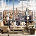 Фотообои под заказ 3D стерео за окном пейзаж Нью-Йорка Настенная роспись для офиса гостиной Декор обои