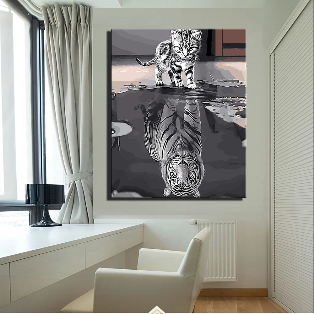 Настенные плакаты с изображением тигра и кота современные абстрактные картины