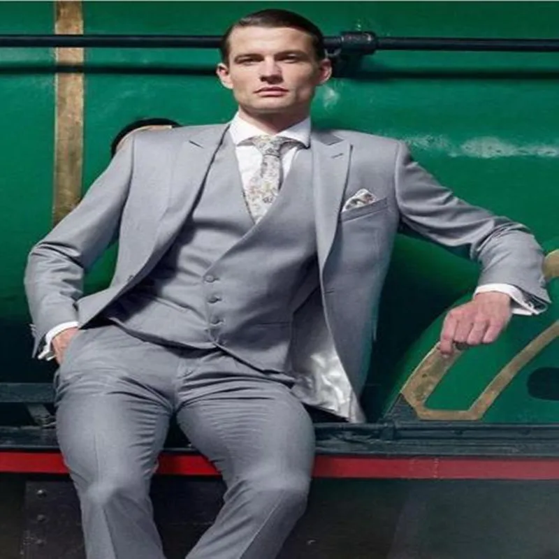 3 шт. (пиджак + брюки галстук жилет носовой платок) деловой офисный мужской