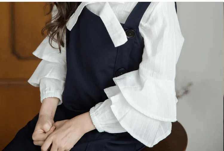 Комплекты одежды для девочек весна 2019 хлопковая жаккардовая рубашка с бантом +