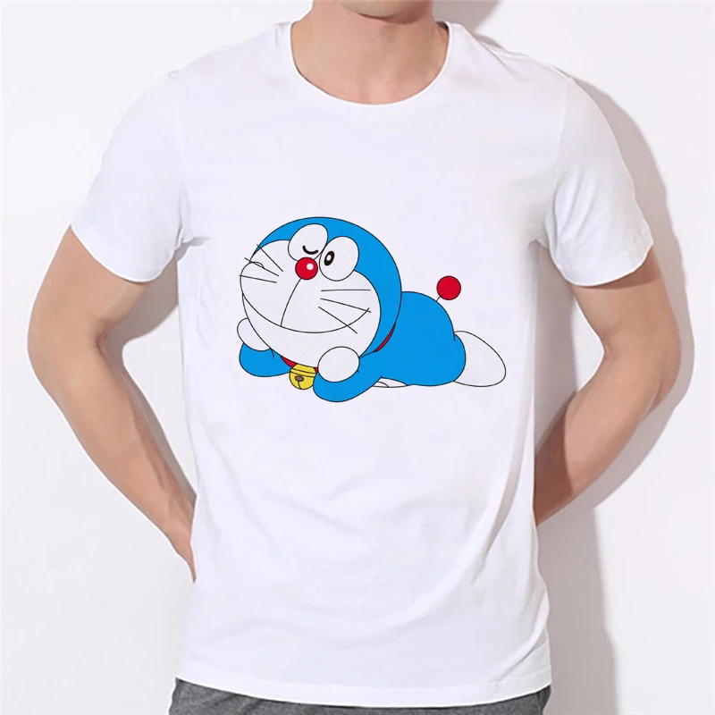 Мужская летняя футболка с мультяшным принтом DORAEMON Повседневная семейная