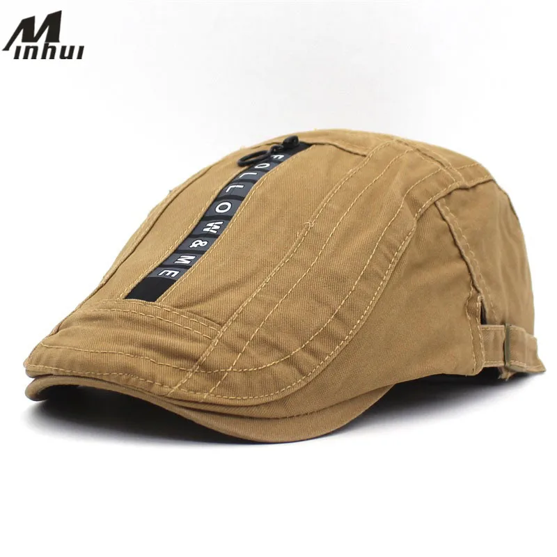 Женский и мужской берет на молнии Minhui модная повседневная хлопковая шапка с