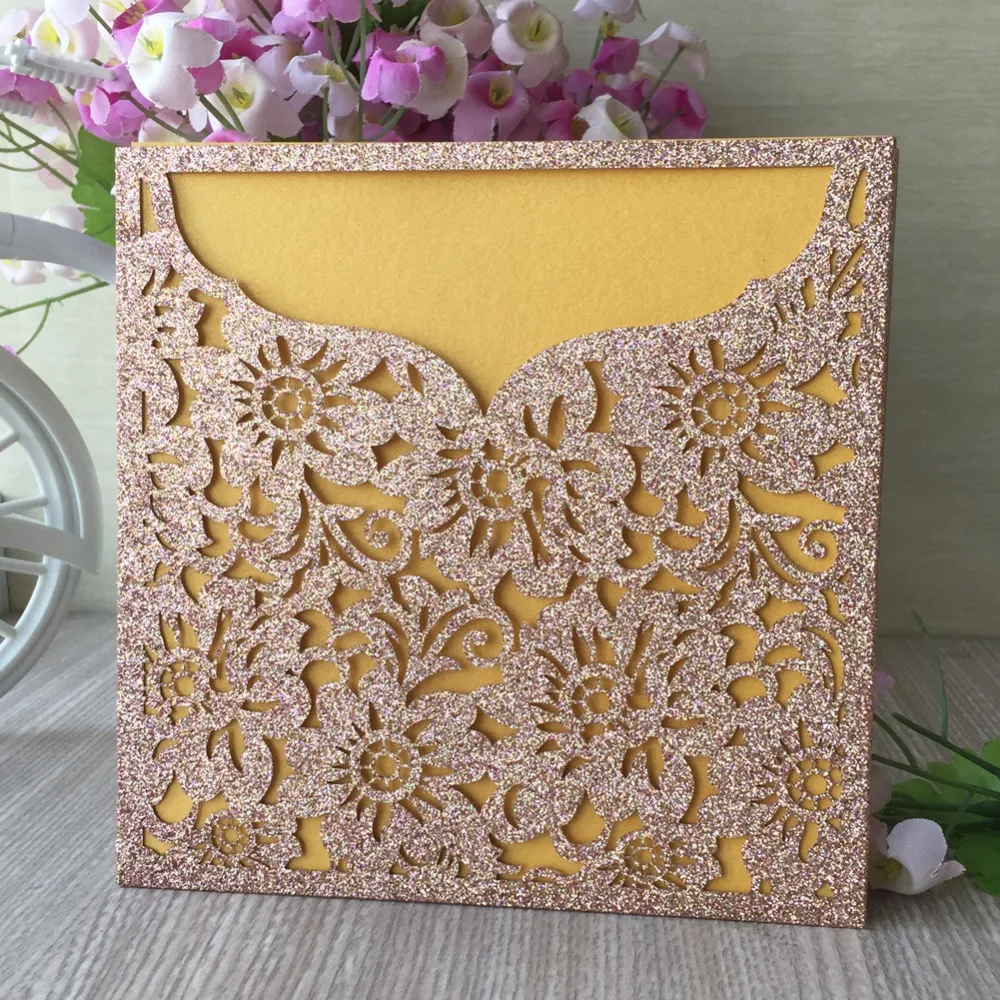 100 шт./лот полый лазерный разрез художественный дизайн свадебные пригласительные