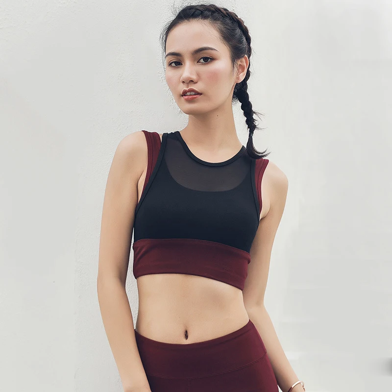 Спортивный бюстгальтер сексуальный тренировочный укороченный Топ тренажерный
