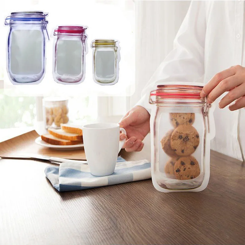 1Pcs Bottle shape Clear storage Bag Plastic Resealable Baggy Grip Self Seal Reclosable Zip Lock Bag For Kitchen Sundries Storage