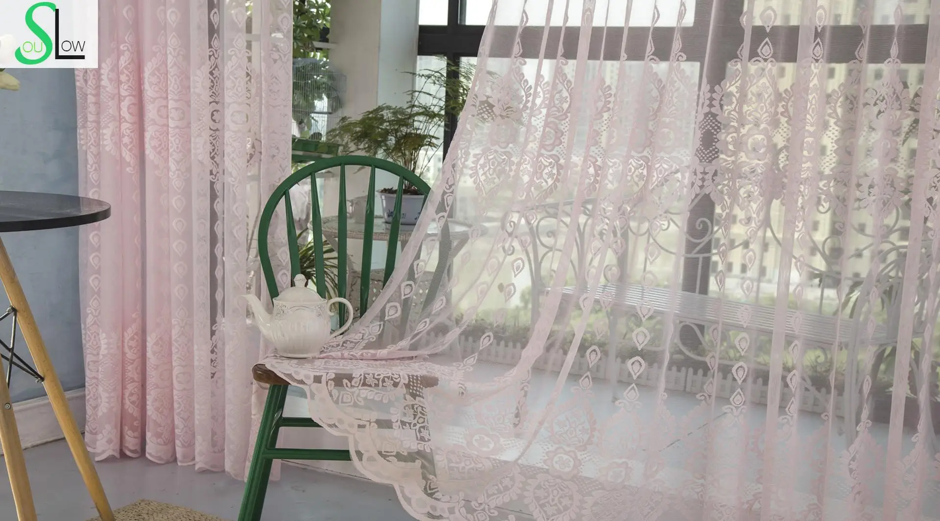 Розово-желтые тонкие шторы Slow Soul Европейская и американская плиссированная