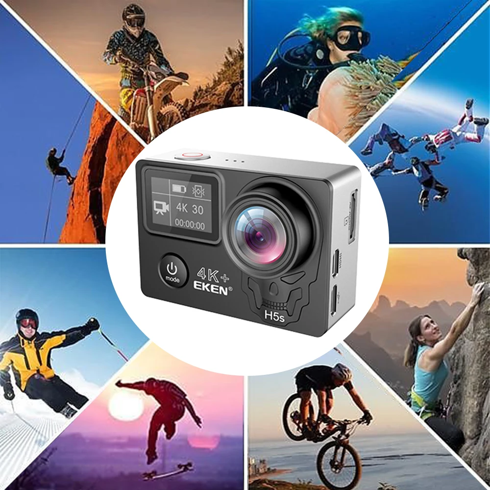 Экшн камера eken H5S Plus Full HD Ambarella A12 с чипом 4K 30FPS 30 m водонепроницаемая 2 0 сенсорный