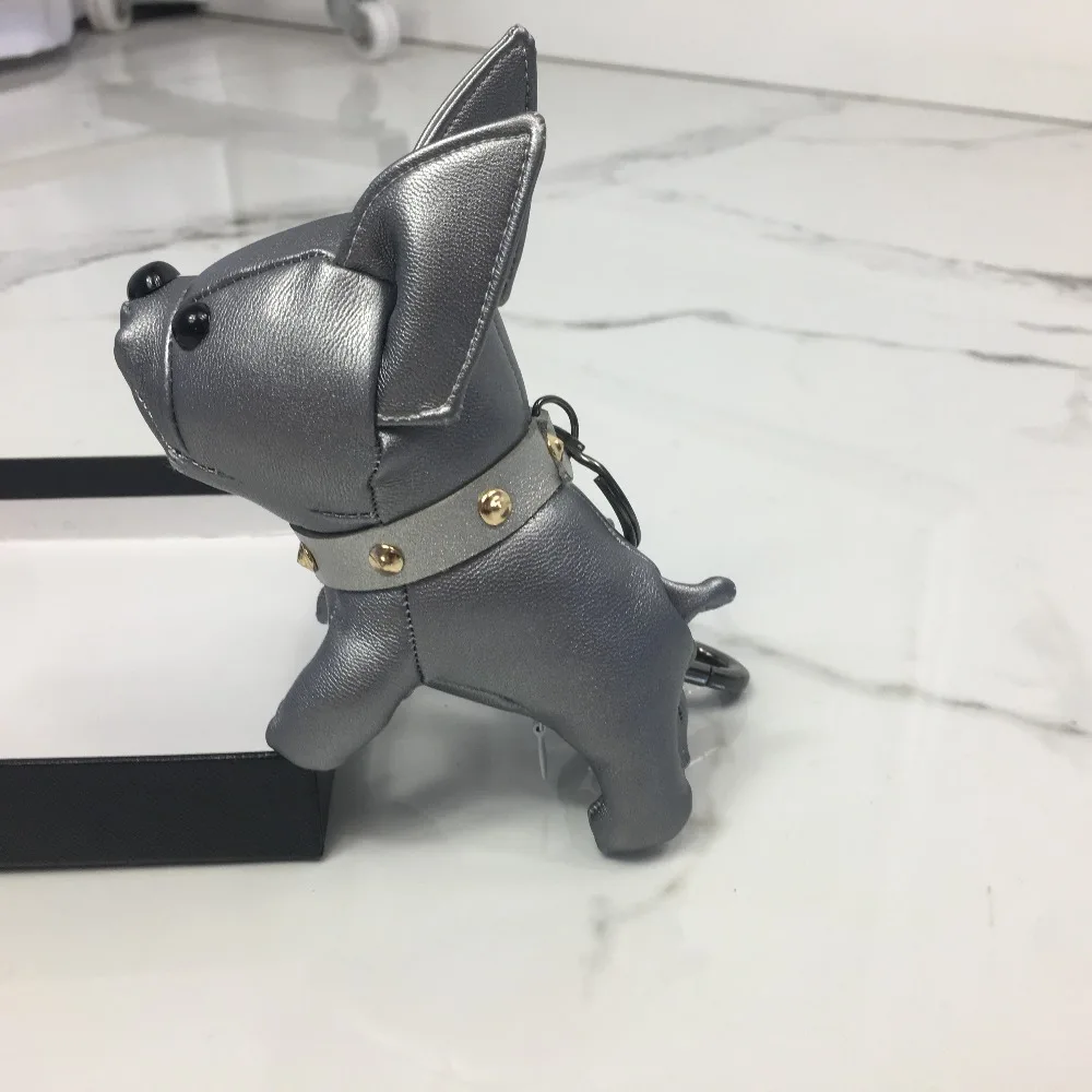 Bulldog Keychain Pu Leather France Bulldog Keychain Handbag Animal Dog Keyring Holder Bag Charm Trinket Bulldog Bag Accessories
