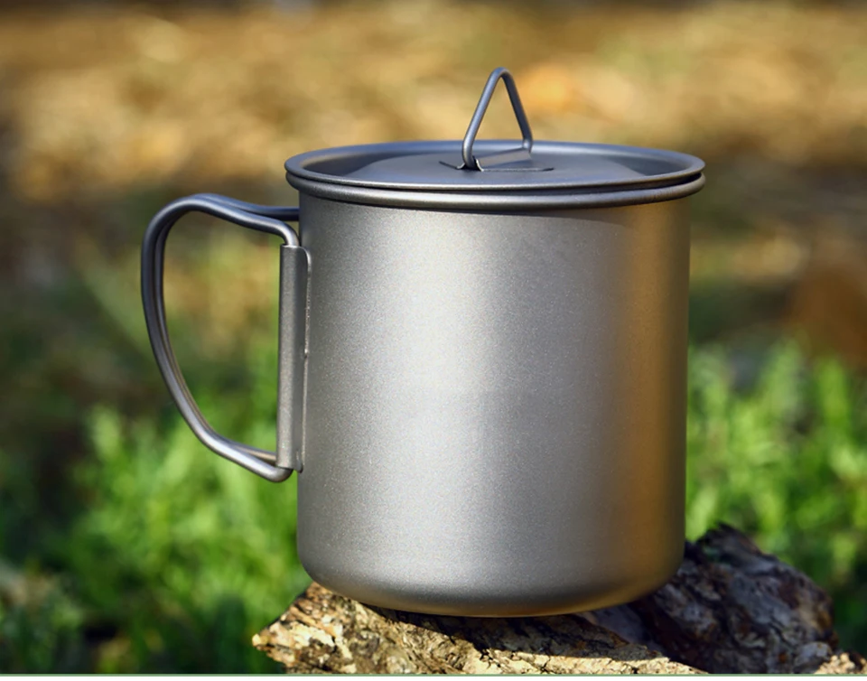 Camping Titanium Cup 450 мл Titanium Mug Camping Cup Военная бытовая туристическая посуда Чайник туристическая посуда Уличная кулинария Набор посуды для пикника Походные принадлежности Чайник Туристические принадлежнос