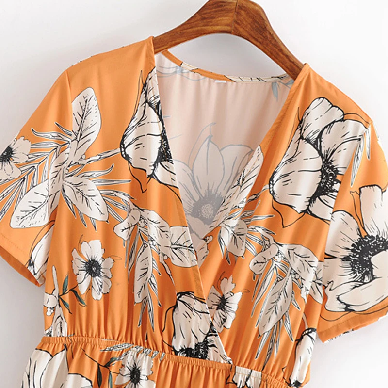 GOPLUS летнее платье женское винтажное сексуальное с коротким рукавом v образным