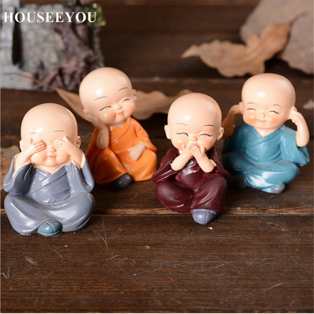 4 шт./лот подарочные скульптуры из смолы милые маленькие монухи статуи Будды