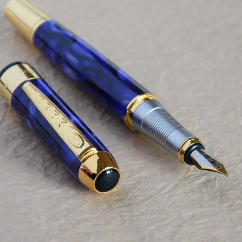 JINHAO 250 перьевая ручка из темно-синего мрамора с золотой отделкой | Канцтовары для