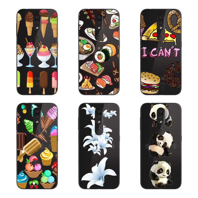For Nokia 4.2 Case Silicon Black Painting flower Soft TPU Back Cover for Nokia4.2 protect Phone cases shell |