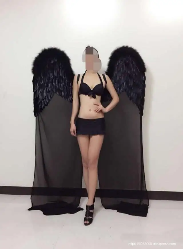 Красивые Крылья Белого Ангела и пера большие размеры сексуальные черные крылья