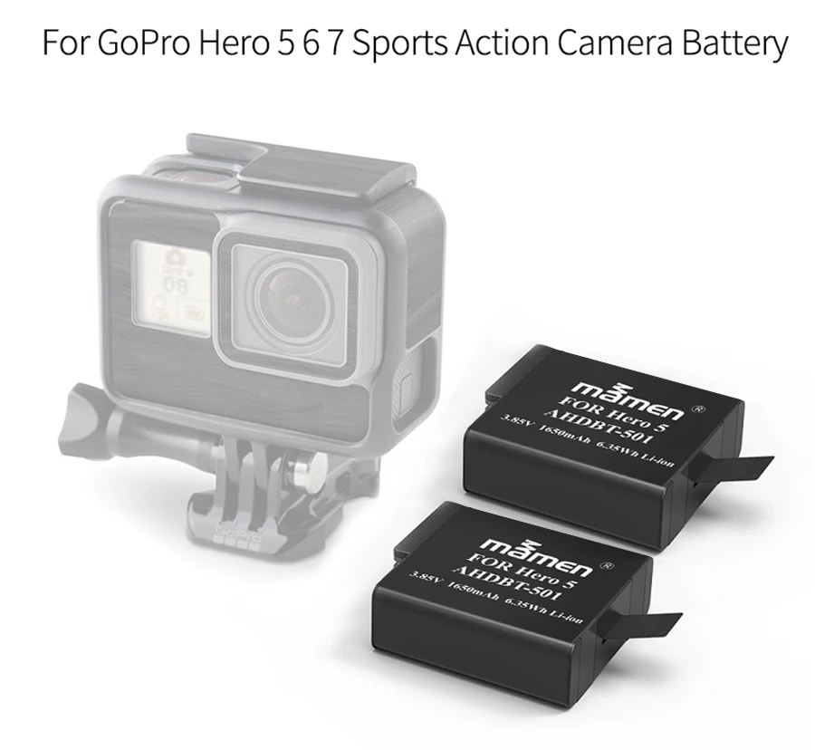 Mamen GoPro AHDBT 501 батарея для спортивной камеры 1650mAh+ type-C двойное зарядное устройство для GoPro Hero 5 6 7 черный аккумулятор для спортивной экшн-камеры