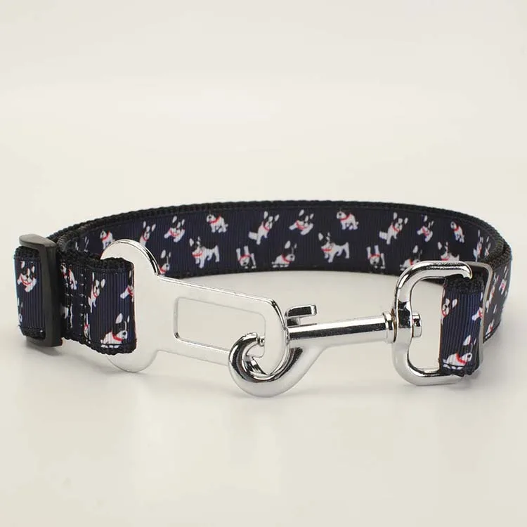 Одиночный продаваемый нейлоновый пояс собачий поводок, ошейник, ремень безопасности, брелок, 1 дюйм синяя собачья лента с рисунком